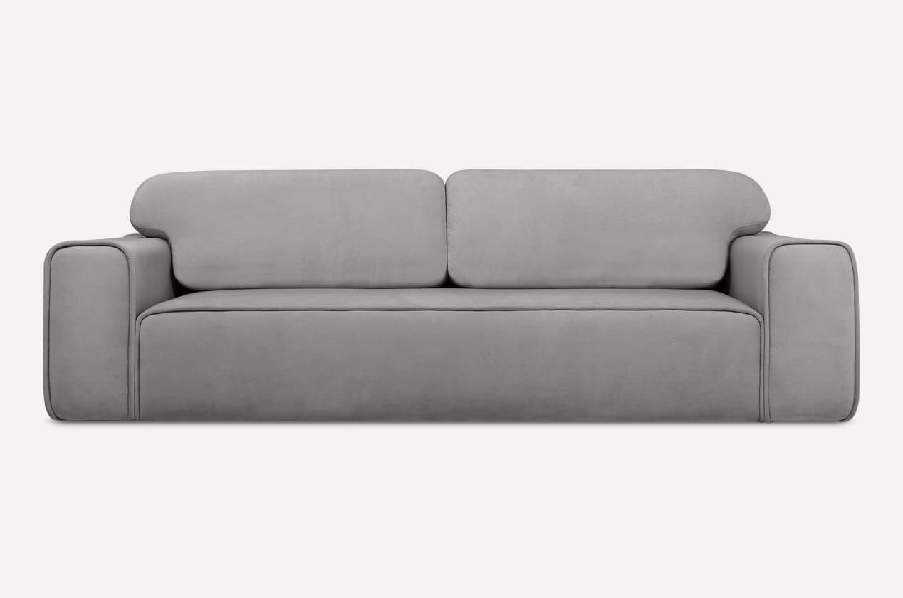 Sitora toʻgʻri divan — och kulrang velour